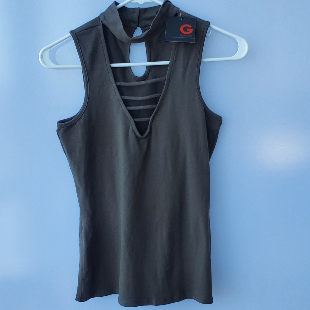 G by Guess Olive Green V Top